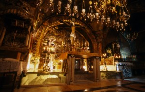 335 A.D., Jerusalem, Israel --- The tomb of Christ, where the body of Jesus was laid to rest, and rose again to heaven. Today, the Eastern Orthodox, Roman Catholic and Armenian Church conduct daily services --- Image by © Gerald French/Corbis